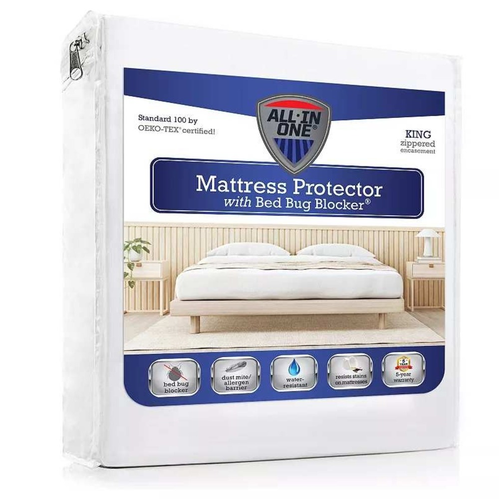 All-In-One King Mattress Protector Zippered Encasement Bed Waterproof